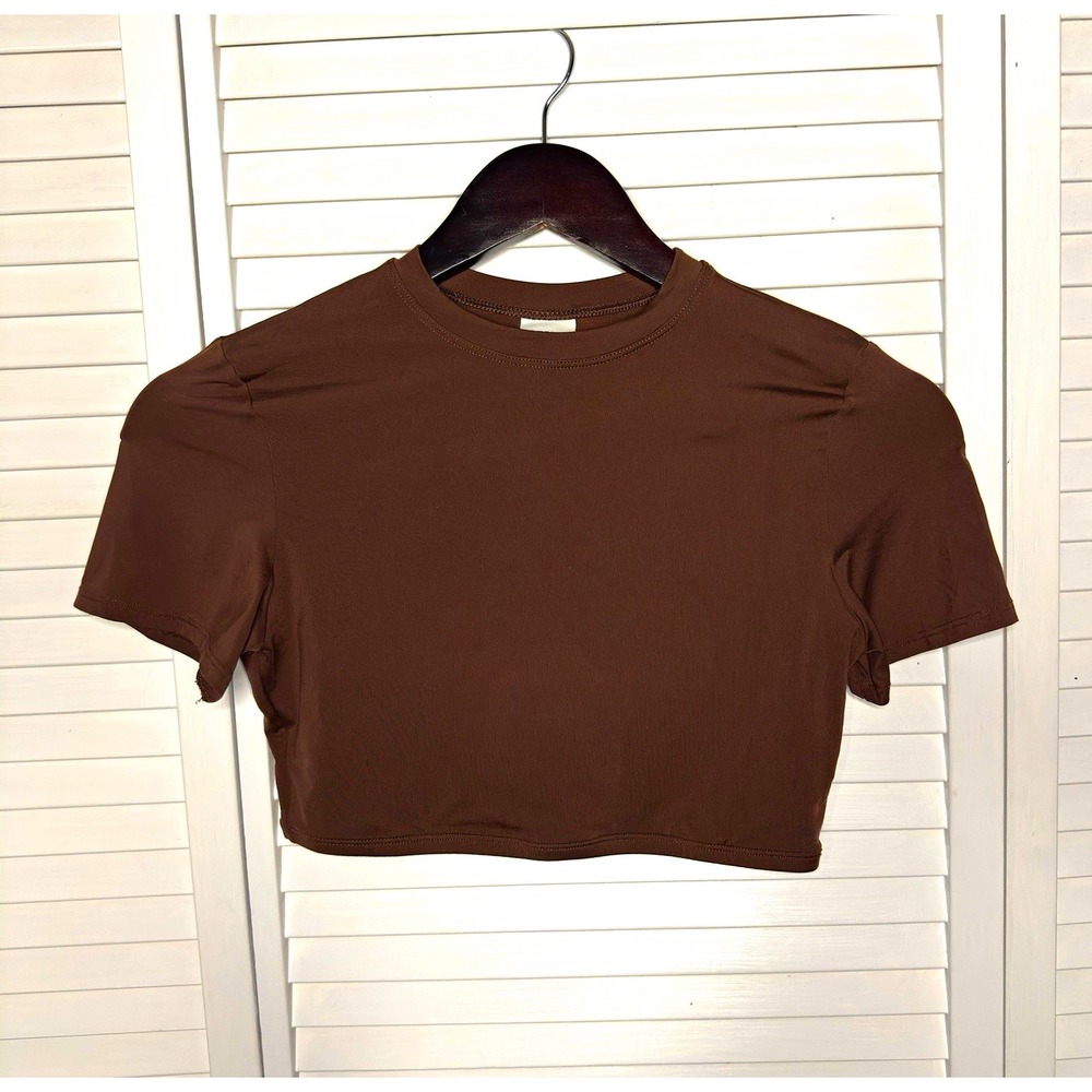 PINK Victoria's Secret Fitted Tee Brown Crew Neck Short Sleeve Women's M Comfort